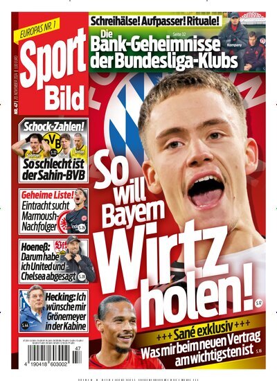 Titelbild der Ausgabe 47/2024 von Sport Bild. Diese Zeitschrift und viele weitere Sportmagazine als Abo oder epaper bei United Kiosk online kaufen.