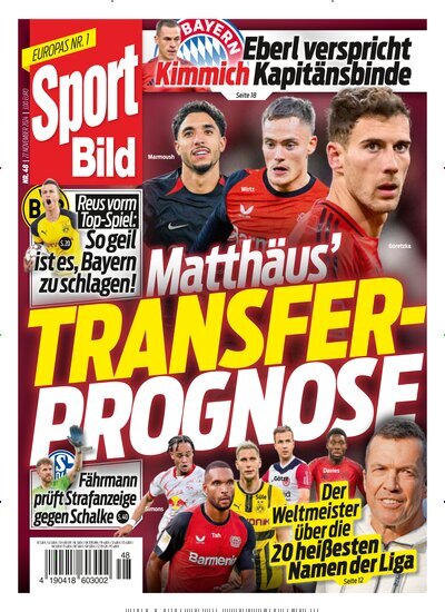 Titelbild der Ausgabe 48/2024 von Sport Bild. Diese Zeitschrift und viele weitere Sportmagazine als Abo oder epaper bei United Kiosk online kaufen.