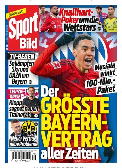 Titelbild der Ausgabe 49/2024 von Sport Bild. Diese Zeitschrift und viele weitere Sportmagazine als Abo oder epaper bei United Kiosk online kaufen.