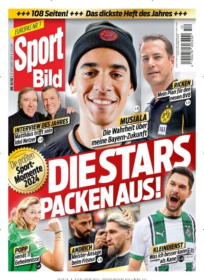 Titelbild der Ausgabe 51/2024 von Sport Bild. Diese Zeitschrift und viele weitere Sportmagazine als Abo oder epaper bei United Kiosk online kaufen.