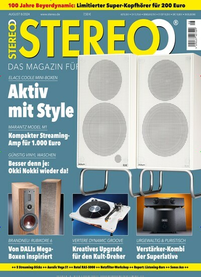 Titelbild der Ausgabe 8/2024 von Stereo. Diese Zeitschrift und viele weitere Audiomagazine, Filmmagazine und Fotozeitschriften als Abo oder epaper bei United Kiosk online kaufen.