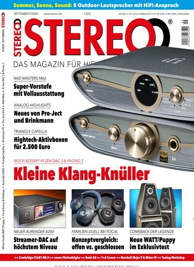 Titelbild der Ausgabe 9/2024 von Stereo. Diese Zeitschrift und viele weitere Audiomagazine, Filmmagazine und Fotozeitschriften als Abo oder epaper bei United Kiosk online kaufen.