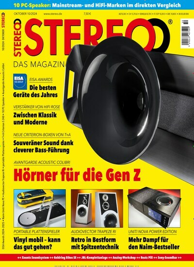 Titelbild der Ausgabe 10/2024 von Stereo. Diese Zeitschrift und viele weitere Audiomagazine, Filmmagazine und Fotozeitschriften als Abo oder epaper bei United Kiosk online kaufen.