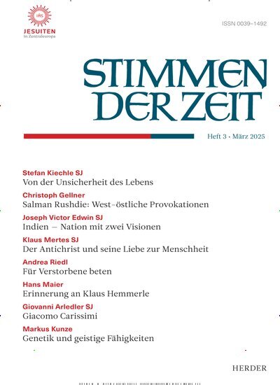 Titelbild der Ausgabe 3/2025 von Stimmen der Zeit. Diese Zeitschrift und viele weitere Kunstmagazine und Kulturmagazine als Abo oder epaper bei United Kiosk online kaufen.