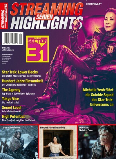 Titelbild der Ausgabe 1/2025 von Streaming Serien Highlights. Diese Zeitschrift und viele weitere Audiomagazine, Filmmagazine und Fotozeitschriften als Abo oder epaper bei United Kiosk online kaufen.