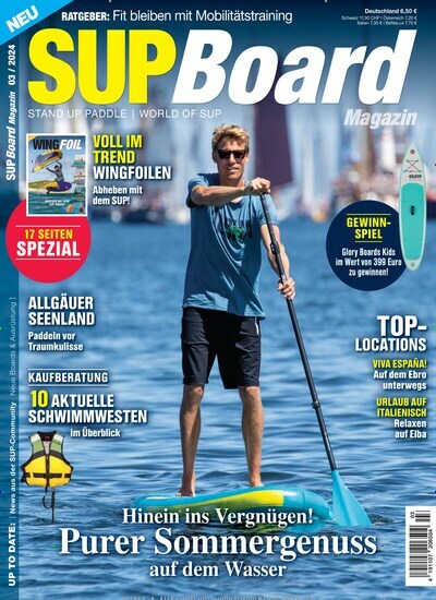 Titelbild der Ausgabe 3/2024 von SUP Board Magazin. Diese Zeitschrift und viele weitere Sportmagazine als Abo oder epaper bei United Kiosk online kaufen.