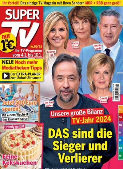 Titelbild der Ausgabe 1/2025 von Super TV. Diese Zeitschrift und viele weitere Programmzeitschriften als Abo oder epaper bei United Kiosk online kaufen.