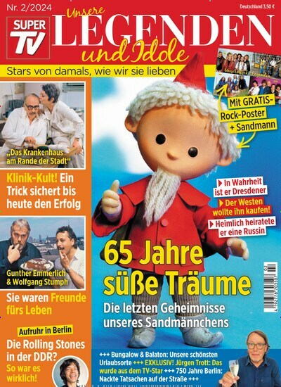 Titelbild der Ausgabe 2/2024 von Super TV Unsere Legenden und Idole. Diese Zeitschrift und viele weitere Lifestylemagazine und Peoplemagazine als Abo oder epaper bei United Kiosk online kaufen.