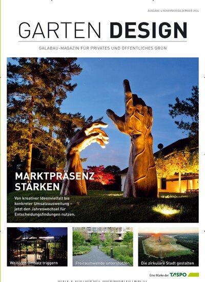 Titelbild der Ausgabe 4/2024 von Taspo Garten-Design. Diese Zeitschrift und viele weitere Naturzeitschriften, Landwirtschaftszeitungen und Umweltmagazine als Abo oder epaper bei United Kiosk online kaufen.