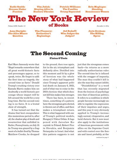 Titelbild der Ausgabe 18/2024 von The New York Review of Books. Diese Zeitschrift und viele weitere Reisemagazine, Freizeitmagazine und Wissensmagazine als Abo oder epaper bei United Kiosk online kaufen.