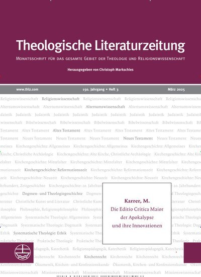 Titelbild der Ausgabe 3/2025 von Theologische Literaturzeitung. Diese Zeitschrift und viele weitere Kunstmagazine und Kulturmagazine als Abo oder epaper bei United Kiosk online kaufen.