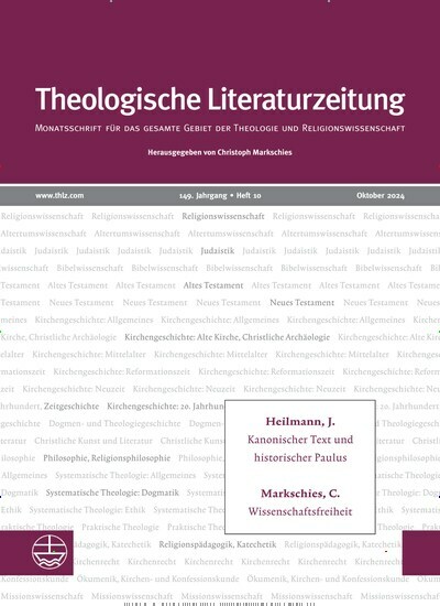 Titelbild der Ausgabe 10/2024 von Theologische Literaturzeitung. Diese Zeitschrift und viele weitere Kunstmagazine und Kulturmagazine als Abo oder epaper bei United Kiosk online kaufen.