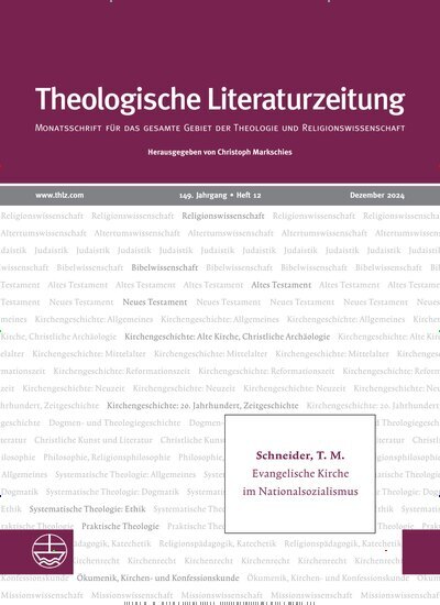 Titelbild der Ausgabe 12/2024 von Theologische Literaturzeitung. Diese Zeitschrift und viele weitere Kunstmagazine und Kulturmagazine als Abo oder epaper bei United Kiosk online kaufen.