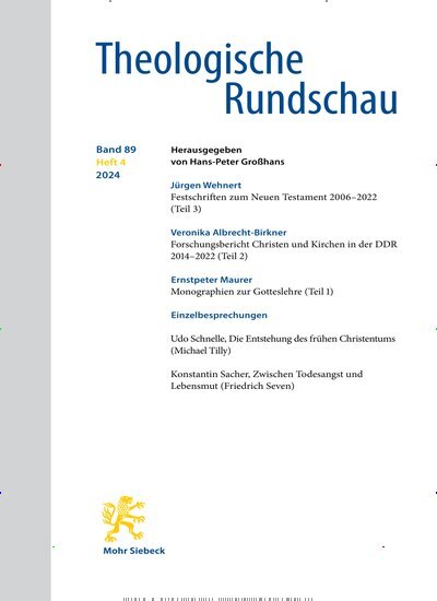 Titelbild der Ausgabe 4/2024 von Theologische Rundschau (ThR). Diese Zeitschrift und viele weitere Kunstmagazine und Kulturmagazine als Abo oder epaper bei United Kiosk online kaufen.