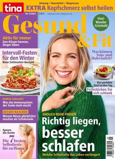 Titelbild der Ausgabe 5/2024 von tina - Gesund & Fit. Diese Zeitschrift und viele weitere Frauenzeitschriften als Abo oder epaper bei United Kiosk online kaufen.