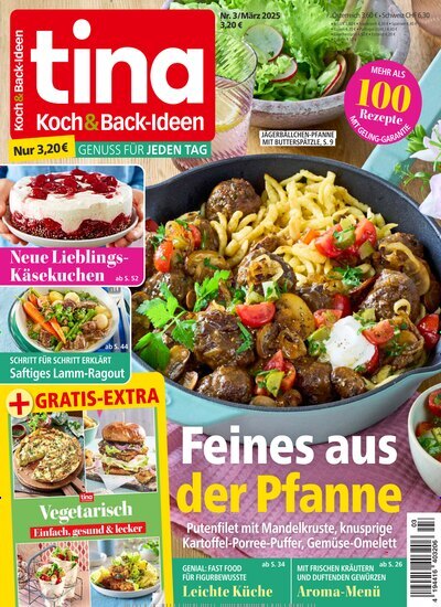 Titelbild der Ausgabe 3/2025 von Tina Koch & Backideen. Diese Zeitschrift und viele weitere Kochzeitschriften und Backzeitschriften als Abo oder epaper bei United Kiosk online kaufen.