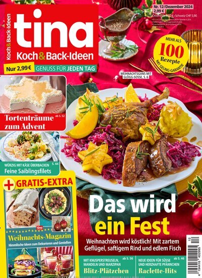 Titelbild der Ausgabe 12/2024 von Tina Koch & Backideen. Diese Zeitschrift und viele weitere Kochzeitschriften und Backzeitschriften als Abo oder epaper bei United Kiosk online kaufen.