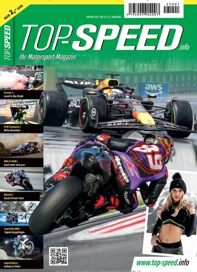 Titelbild der Ausgabe 1/2025 von Top Speed. Diese Zeitschrift und viele weitere Automagazine und Motorradzeitschriften als Abo oder epaper bei United Kiosk online kaufen.