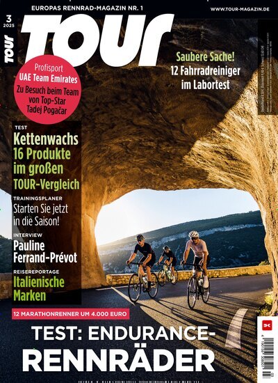 Titelbild der Ausgabe 3/2025 von Tour. Diese Zeitschrift und viele weitere Sportmagazine als Abo oder epaper bei United Kiosk online kaufen.