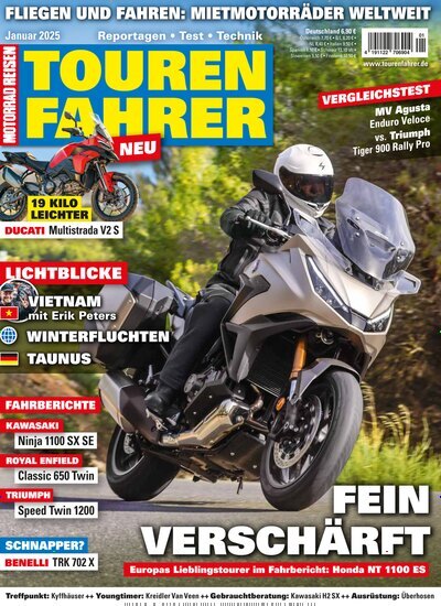 Titelbild der Ausgabe 1/2025 von Tourenfahrer - Motorrad Reisen. Diese Zeitschrift und viele weitere Automagazine und Motorradzeitschriften als Abo oder epaper bei United Kiosk online kaufen.