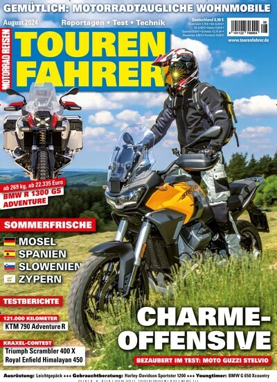 Titelbild der Ausgabe 8/2024 von Tourenfahrer - Motorrad Reisen. Diese Zeitschrift und viele weitere Automagazine und Motorradzeitschriften als Abo oder epaper bei United Kiosk online kaufen.