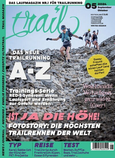 Titelbild der Ausgabe 5/2024 von trail Magazin. Diese Zeitschrift und viele weitere Sportmagazine als Abo oder epaper bei United Kiosk online kaufen.