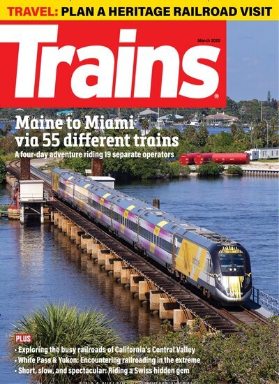 Titelbild der Ausgabe 1/2025 von Trains. Diese Zeitschrift und viele weitere Computerzeitschriften, Tabletmagazine und Smartphonemagazine als Abo oder epaper bei United Kiosk online kaufen.