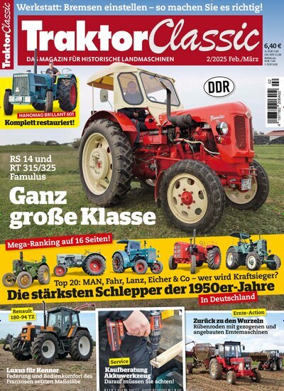 Titelbild der Ausgabe 2/2025 von Traktor Classic. Diese Zeitschrift und viele weitere Automagazine und Motorradzeitschriften als Abo oder epaper bei United Kiosk online kaufen.