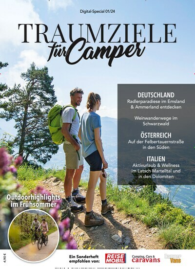 Titelbild der Ausgabe 1/2024 von Traumziele für Camper Special. Diese Zeitschrift und viele weitere Automagazine und Motorradzeitschriften als Abo oder epaper bei United Kiosk online kaufen.