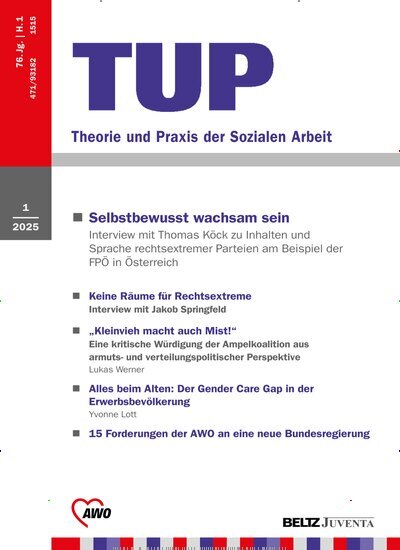 Titelbild der Ausgabe 1/2025 von TUP Theorie und Praxis der Sozialen Arbeit. Diese Zeitschrift und viele weitere Zeitschriften für Pädagogik als Abo oder epaper bei United Kiosk online kaufen.