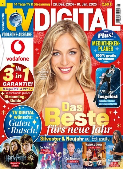 Titelbild der Ausgabe 1/2025 von TV Digital Vodafone. Diese Zeitschrift und viele weitere Programmzeitschriften als Abo oder epaper bei United Kiosk online kaufen.