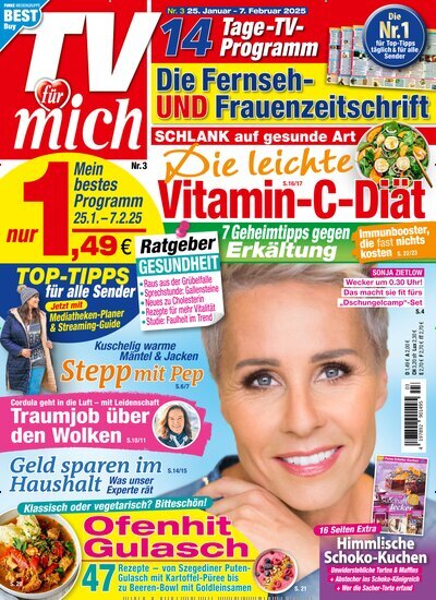 Titelbild der Ausgabe 3/2025 von TV für mich. Diese Zeitschrift und viele weitere Programmzeitschriften als Abo oder epaper bei United Kiosk online kaufen.