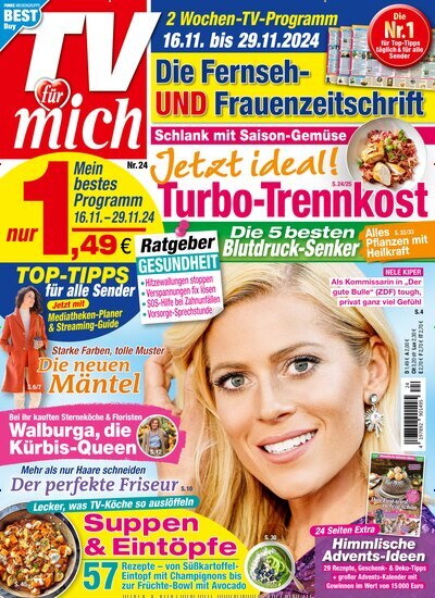 Titelbild der Ausgabe 24/2024 von TV für mich. Diese Zeitschrift und viele weitere Programmzeitschriften als Abo oder epaper bei United Kiosk online kaufen.