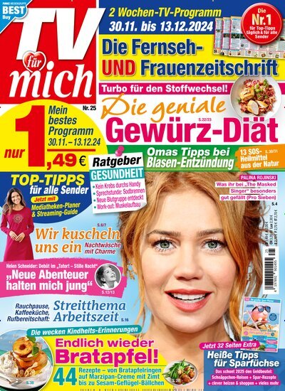 Titelbild der Ausgabe 25/2024 von TV für mich. Diese Zeitschrift und viele weitere Programmzeitschriften als Abo oder epaper bei United Kiosk online kaufen.