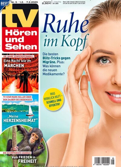 Titelbild der Ausgabe 5/2025 von TV Hören und Sehen. Diese Zeitschrift und viele weitere Programmzeitschriften als Abo oder epaper bei United Kiosk online kaufen.