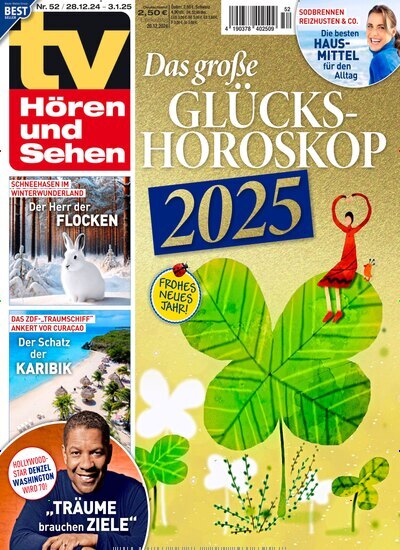 Titelbild der Ausgabe 52/2024 von TV Hören und Sehen. Diese Zeitschrift und viele weitere Programmzeitschriften als Abo oder epaper bei United Kiosk online kaufen.