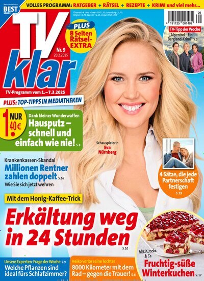 Titelbild der Ausgabe 9/2025 von TV Klar. Diese Zeitschrift und viele weitere Programmzeitschriften als Abo oder epaper bei United Kiosk online kaufen.