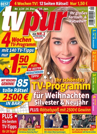 Titelbild der Ausgabe 1/2025 von TV pur. Diese Zeitschrift und viele weitere Programmzeitschriften als Abo oder epaper bei United Kiosk online kaufen.