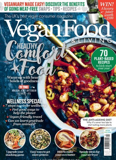 Titelbild der Ausgabe 1/2025 von Vegan Food & Living. Diese Zeitschrift und viele weitere Kochzeitschriften und Backzeitschriften als Abo oder epaper bei United Kiosk online kaufen.