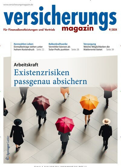 Titelbild der Ausgabe 9/2024 von Versicherungsmagazin. Diese Zeitschrift und viele weitere Businessmagazine als Abo oder epaper bei United Kiosk online kaufen.