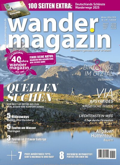 Titelbild der Ausgabe 225/2025 von Wandermagazin. Diese Zeitschrift und viele weitere Reisemagazine, Freizeitmagazine und Wissensmagazine als Abo oder epaper bei United Kiosk online kaufen.