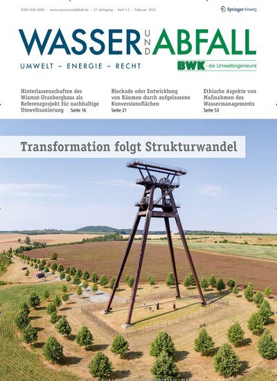 Titelbild der Ausgabe 1/2025 von Wasser und Abfall. Diese Zeitschrift und viele weitere Naturzeitschriften, Landwirtschaftszeitungen und Umweltmagazine als Abo oder epaper bei United Kiosk online kaufen.