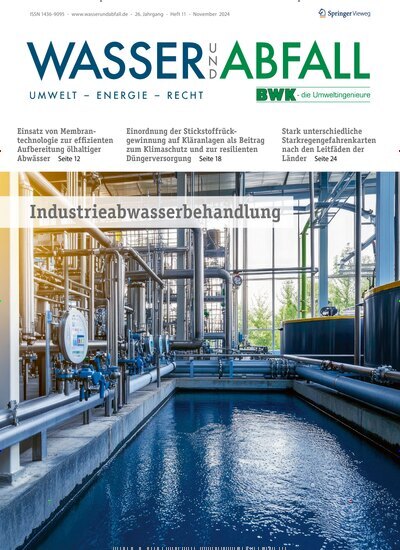 Titelbild der Ausgabe 11/2024 von Wasser und Abfall. Diese Zeitschrift und viele weitere Naturzeitschriften, Landwirtschaftszeitungen und Umweltmagazine als Abo oder epaper bei United Kiosk online kaufen.