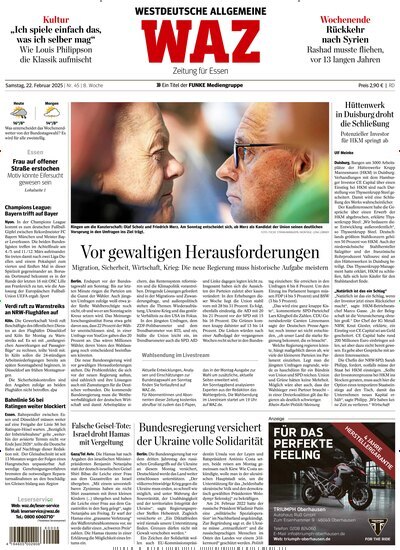 Titelbild der Ausgabe 45/2025 von WAZ Westdeutsche Allgemeine Zeitung. Diese Zeitschrift und viele weitere Zeitungsabos als Abo oder epaper bei United Kiosk online kaufen.