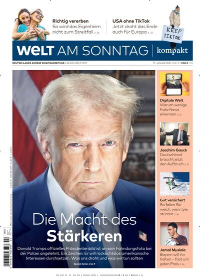 Titelbild der Ausgabe 3/2025 von Welt am Sonntag kompakt. Diese Zeitschrift und viele weitere Zeitungsabos als Abo oder epaper bei United Kiosk online kaufen.