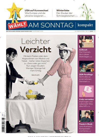 Titelbild der Ausgabe 8/2025 von Welt am Sonntag kompakt. Diese Zeitschrift und viele weitere Zeitungsabos als Abo oder epaper bei United Kiosk online kaufen.