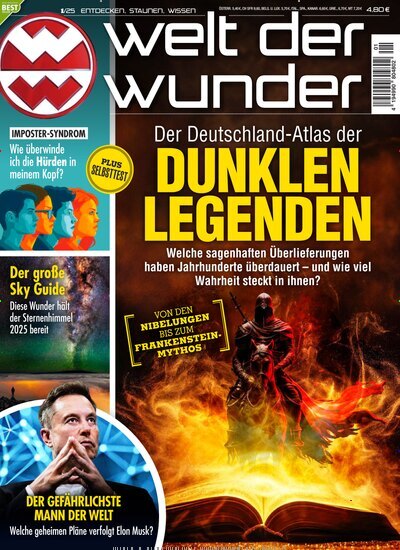 Titelbild der Ausgabe 1/2025 von Welt der Wunder. Diese Zeitschrift und viele weitere Reisemagazine, Freizeitmagazine und Wissensmagazine als Abo oder epaper bei United Kiosk online kaufen.