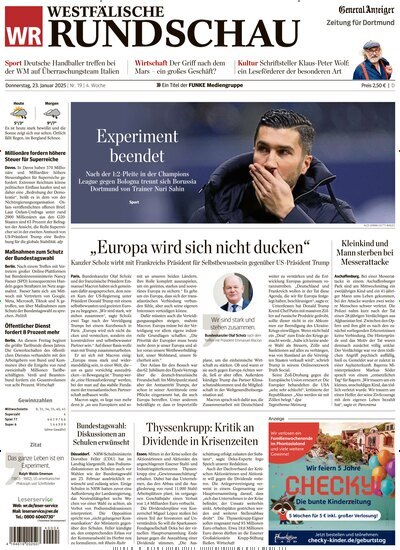 Titelbild der Ausgabe 19/2025 von Westfälische Rundschau. Diese Zeitschrift und viele weitere Zeitungsabos als Abo oder epaper bei United Kiosk online kaufen.