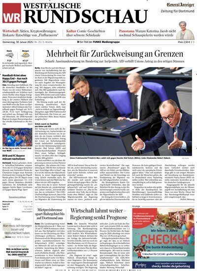 Titelbild der Ausgabe 25/2025 von Westfälische Rundschau. Diese Zeitschrift und viele weitere Zeitungsabos als Abo oder epaper bei United Kiosk online kaufen.