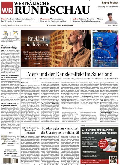 Titelbild der Ausgabe 45/2025 von Westfälische Rundschau. Diese Zeitschrift und viele weitere Zeitungsabos als Abo oder epaper bei United Kiosk online kaufen.